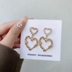Heart Rhinestone Alloy Dangle Earring 1 Pair - S925 Silver - Gold - One Size