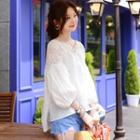 Crochet-trim Balloon-sleeve Top