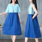 Two-tone Short-sleeve A-line Dress / Sleeveless A-line Dress