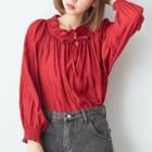 Frilled Trim Lace Up Top