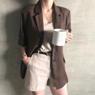 Short-sleeve Single-breasted Line Blazer