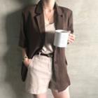 Short-sleeve Single-breasted Line Blazer