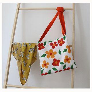 Flower Print Lightweight Crossbody Bag White - One Size
