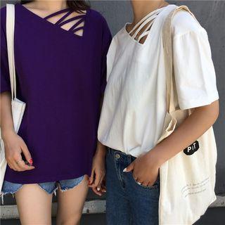 Short-sleeve Hollow Out T-shirt