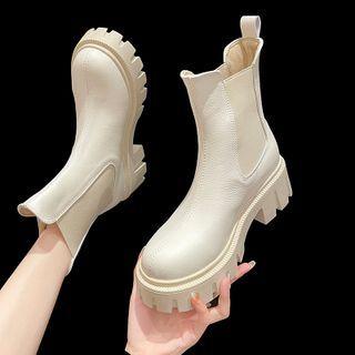 Faux Leather Platform Chelsea Short Boots