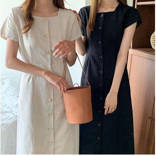 Short-sleeve Single Breasted Dress