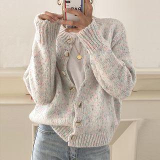 Multi-color Cardigan Pink & Blue & Light Gray - One Size