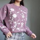 Brushed-fleece Lined Embroidered Sweatshirt