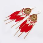 Feather Statement Drop Earring