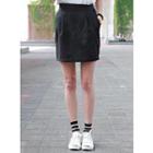 Band-waist Slit-hem Skirt
