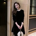 Ruffle Collar Long-sleeve Velvet A-line Dress