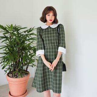 Peter Pan-collar A-line Plaid Dress