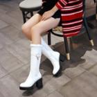 Block Heel Buckled Fleece-lined Tall Boots