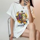 Short-sleeve Round-neck Zoo Print Top