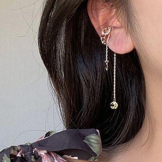 Moon & Star Alloy Fringed Cuff Earring 1 Pc - Gold - One Size