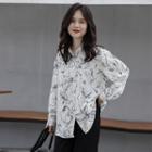 Long-sleeve Floral Shirt White - One Size