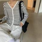 Striped Knit Top / Straight Fit Pants
