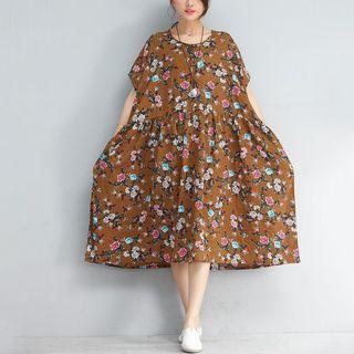 Short-sleeve Floral Loose-fit Dress