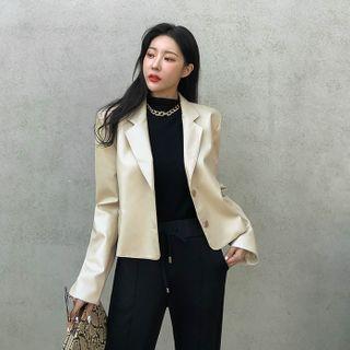 Single-breasted Pleather Blazer