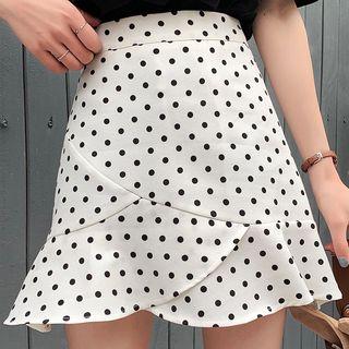 Dotted Chiffon Mini Skirt