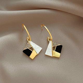 Panel Rhinestone Sterling Silver Dangle Earring 1 Pair - Earrings - Gold - One Size