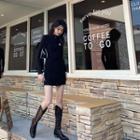 Long-sleeve Zip-up Knit Dress