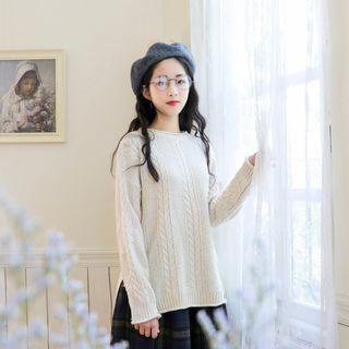 Cable-knit Sweater Beige - One Size