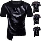 Faux Leather Panel Short Sleeve T-shirt