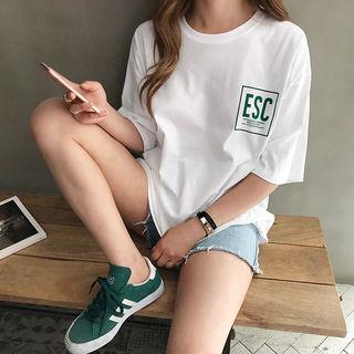 Lettering Loose-fit T-shirt Ivory - One Size