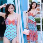Set: Patterned Swimsuit + Cover Up
