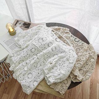 Crocheted Round-neck Knit Top