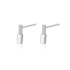 Sterling Silver Simple And Delicate Geometric Rectangular Cubic Zirconia Stud Earrings Silver - One Size