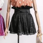 Paperbag-waist Pleated A-line Skirt