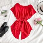 Bow Waist Short-sleeve Top