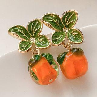 Orange Drop Earring 1 Pair - Green & Orange - One Size