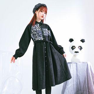 Print Panel Midi A-line Shirtdress