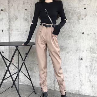 Cut Out Long-sleeve T-shirt / Harem Pants