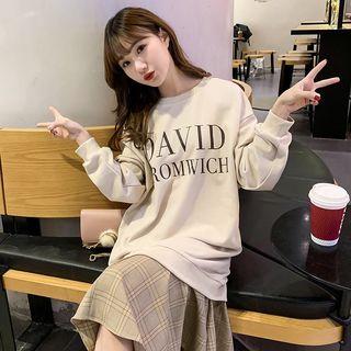 Mock Two-piece Lettering Midi Pullover Dress