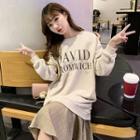 Mock Two-piece Lettering Midi Pullover Dress