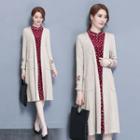 Pocketed Embroidered Long Knit Jacket