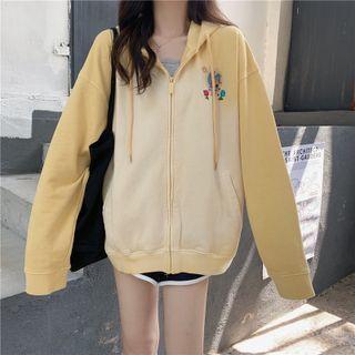 Graphic Print Tie-dye Hooded Zip Jacket