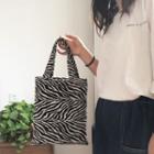 Zebra Print Cotton Shopper Bag Black & White - One Size