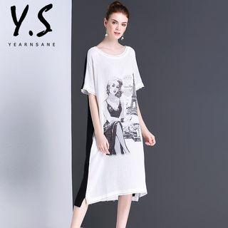 Short-sleeve Printed Midi T-shirt Dress
