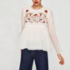 Embroidery Frilled Top