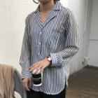 Striped Chiffon Shirt As Shown In Figure - One Size