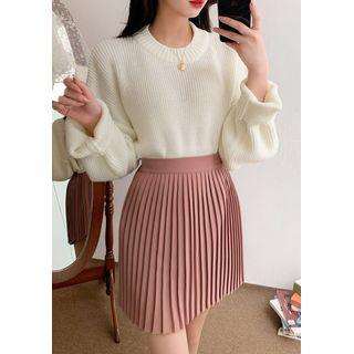 Drop-shoulder Rib Knit Sweater