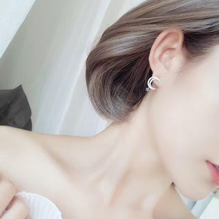 Moon Stud Earring 1 Pair - E9230 - 2 Layers - Moon & Star - One Size
