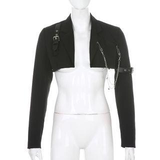 Chain Strap Buckled Cropped Jacket