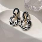 Zebra Print Acrylic Dangle Earring E4510 - 1 Pr - Black & White - One Size