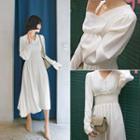 Frill-trim Smocked-waist Maxi Dress